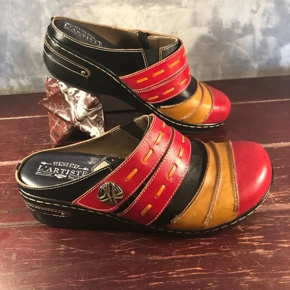 L' Artiste Spring Step Mule Women's Reggae Slide Leather Clogs Size 41/US 9.5 - Picture 3 of 9
